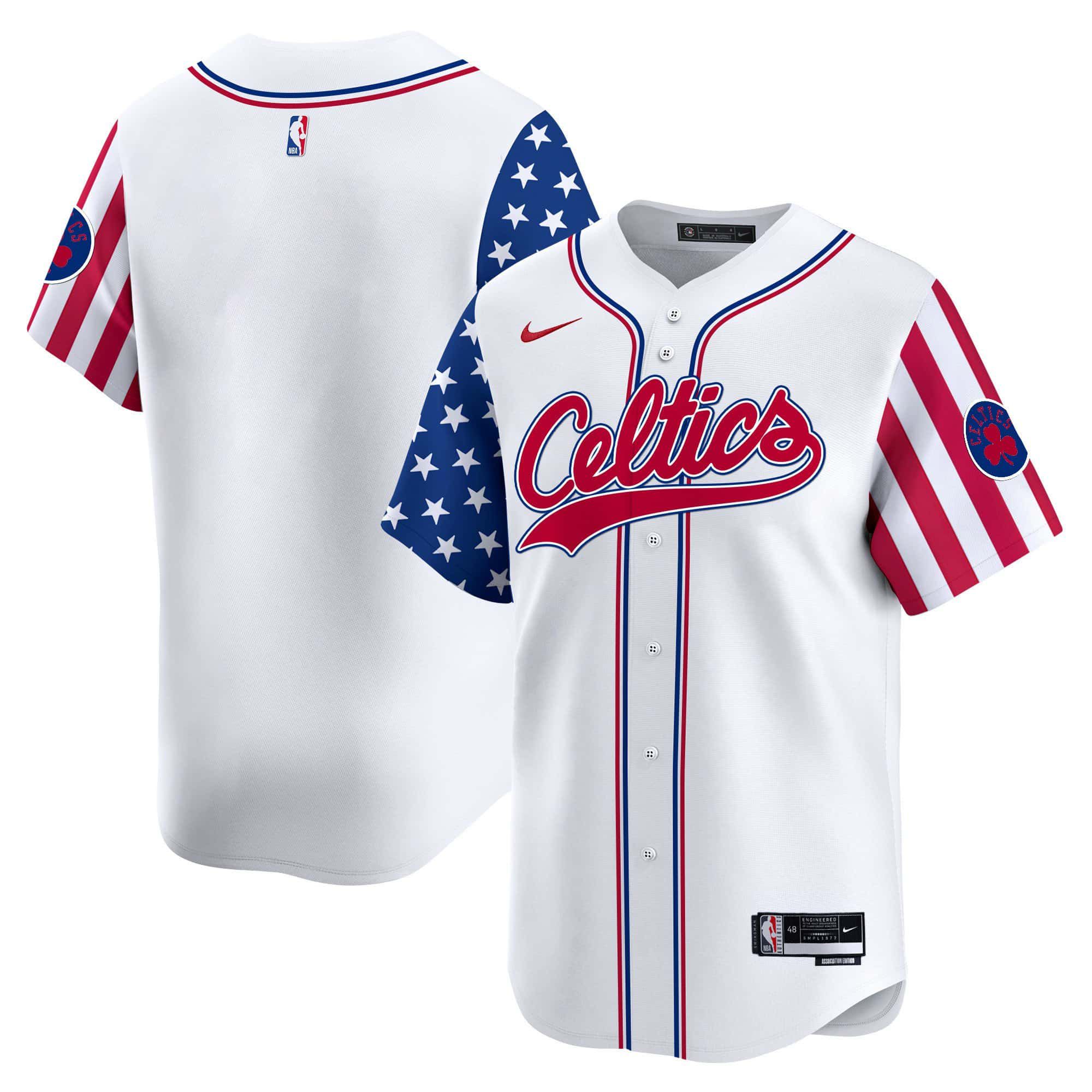 Men Boston Celtics Blank White 2024 Nike Independence Day Baseball NBA Jersey->boston celtics->NBA Jersey